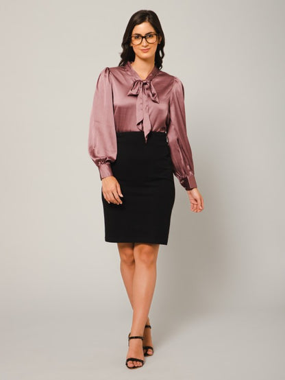 Tie-Up Neck Satin Top
