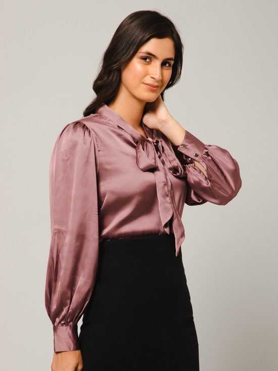 Tie-Up Neck Satin Top