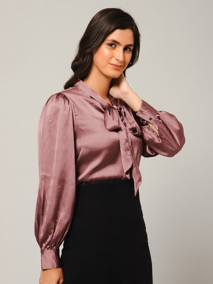 Tie-Up Neck Satin Top