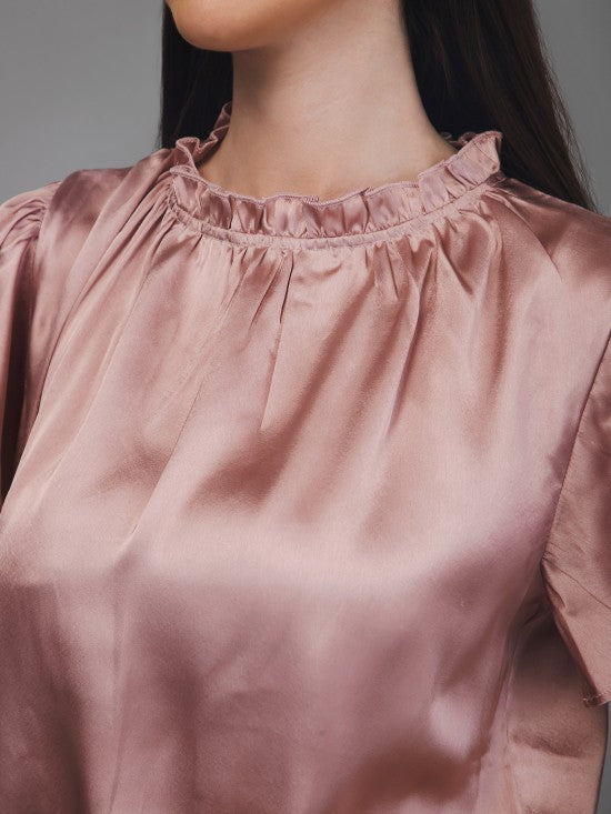 Beige Satin Top