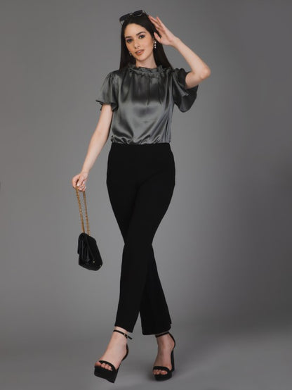 Grey Satin Top