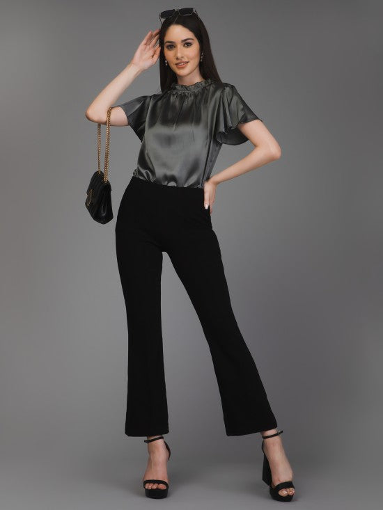 Grey Satin Top