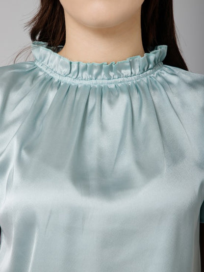 Frilled Neck Satin Top