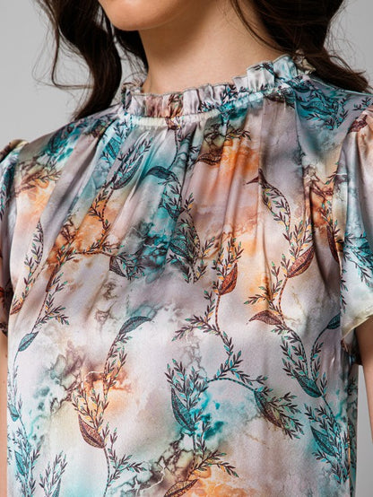 Short Sleeves Satin Top
