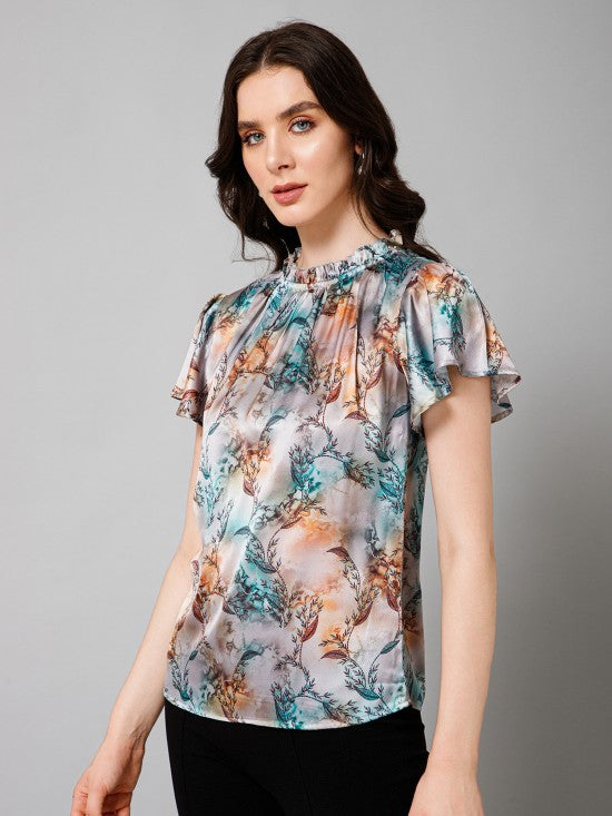 Short Sleeves Satin Top