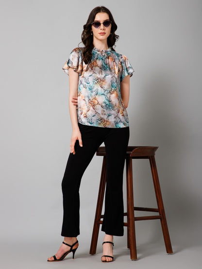 Short Sleeves Satin Top