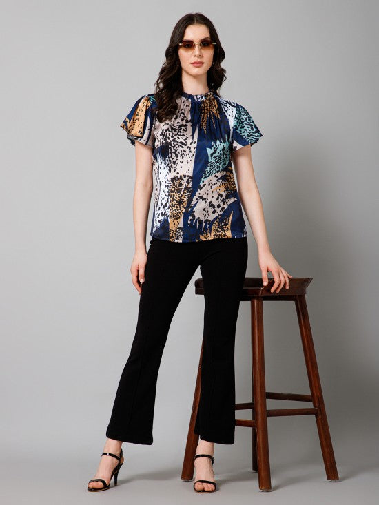 Short Sleeves Satin Top