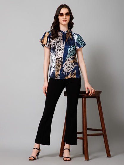 Short Sleeves Satin Top