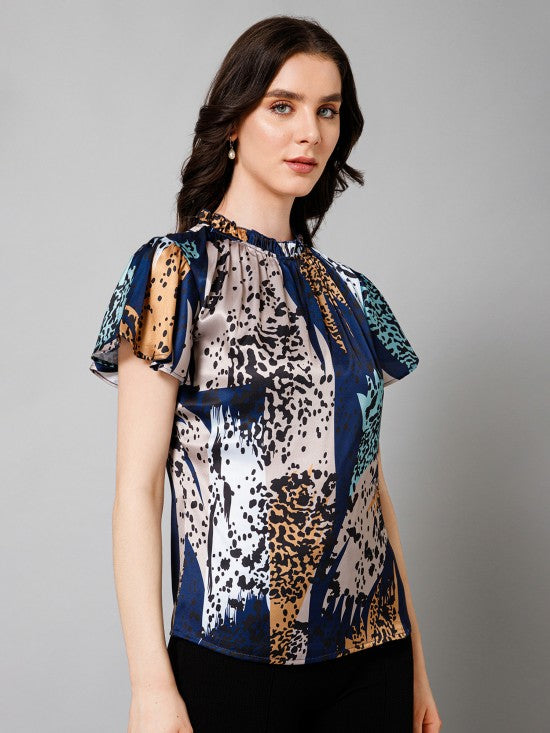 Short Sleeves Satin Top