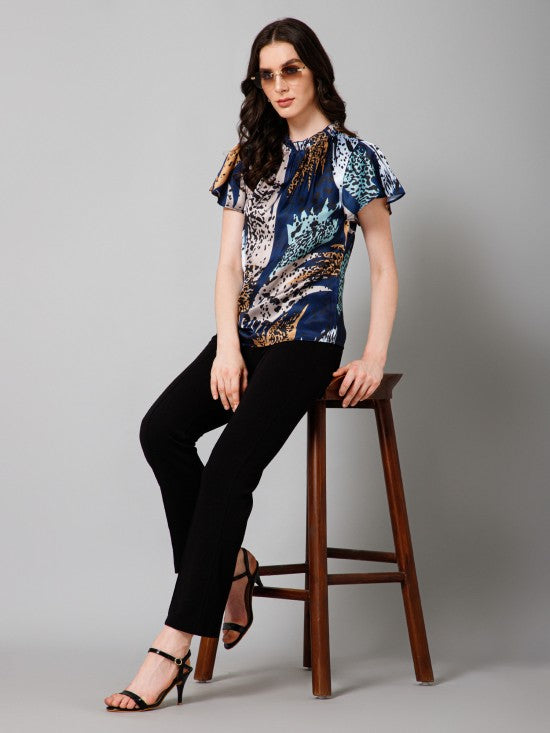 Short Sleeves Satin Top