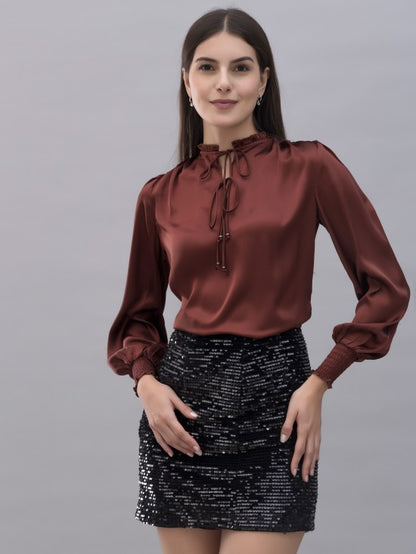 Smocking Satin Top