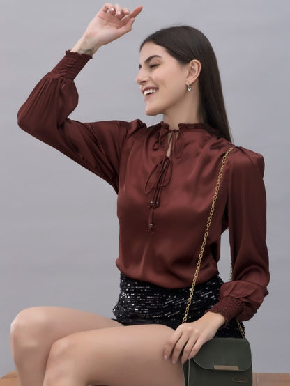 Smocking Satin Top
