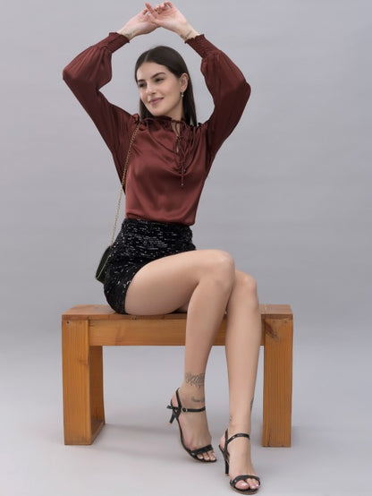 Smocking Satin Top