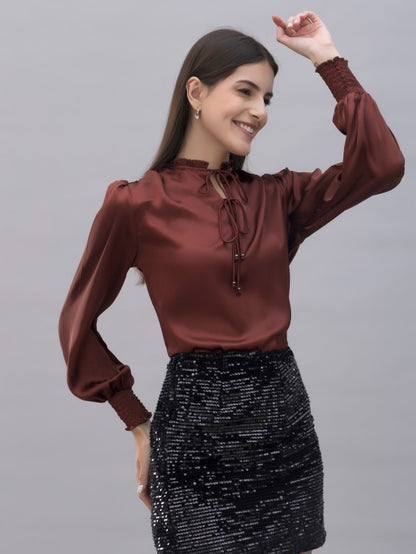 Smocking Satin Top