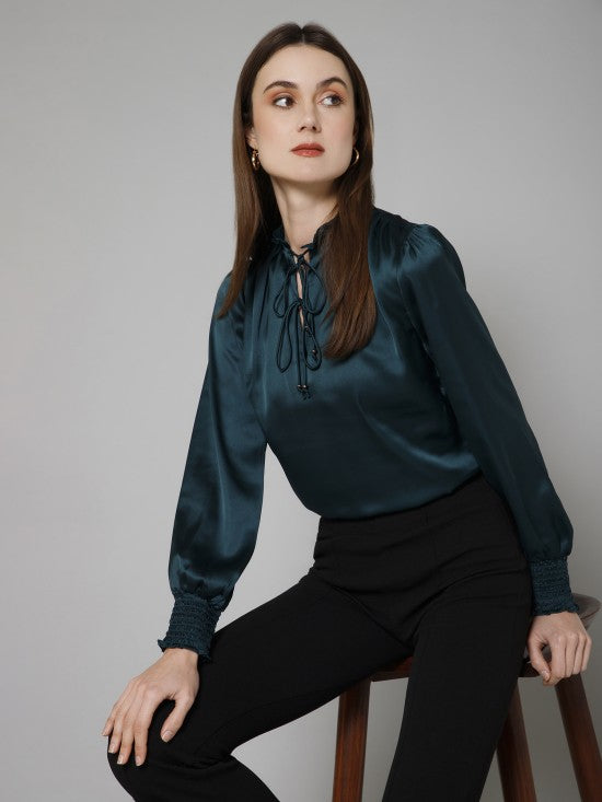 Smocking Satin Top