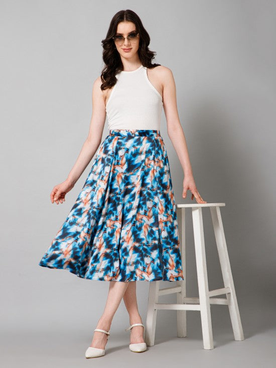 Flared Satin Skirt