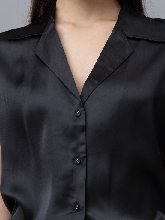 Short Sleeves Satin Shirt