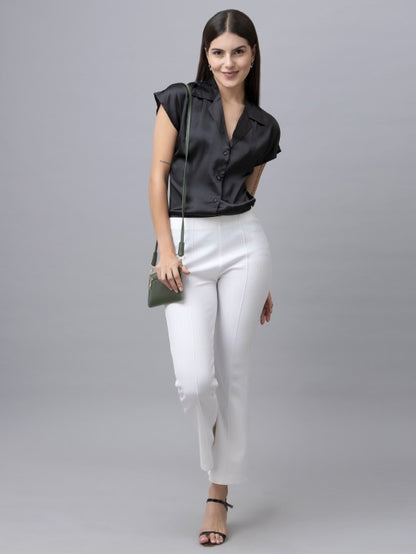 Short Sleeves Satin Shirt
