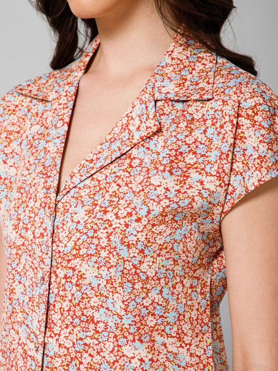 Short Sleeves Satin Shirt
