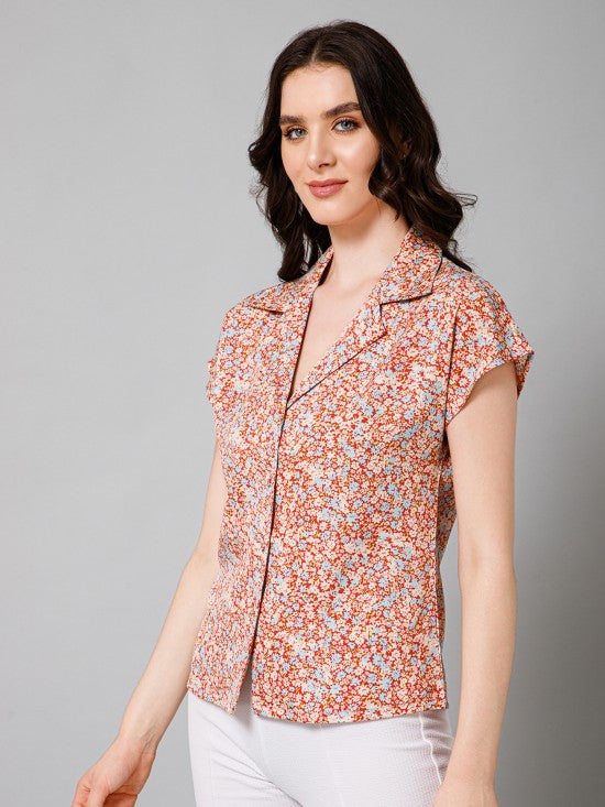 Short Sleeves Satin Shirt