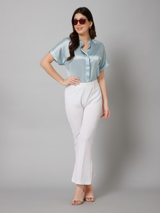 Short Sleeves Satin Shirt