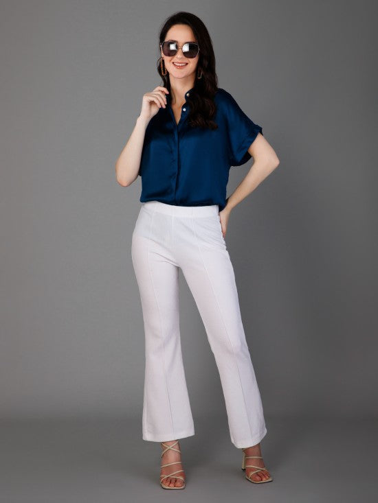 Short Sleeves Satin Shirt