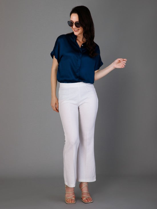 Short Sleeves Satin Shirt