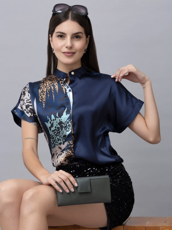 Half and Half Short Sleeves Shirt
