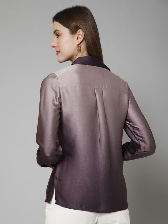 Ombre Casual Satin Shirt