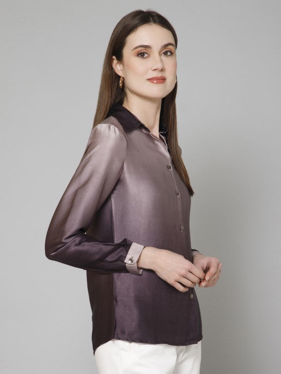 Ombre Casual Satin Shirt