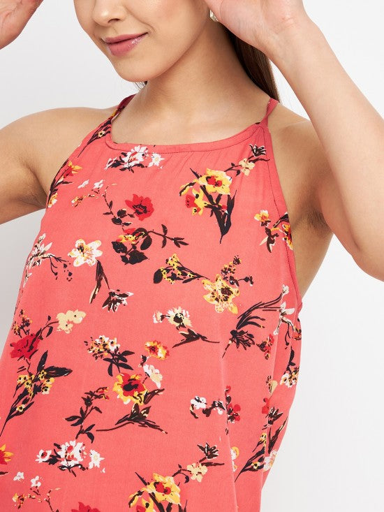 Printed cross back trapeze dress