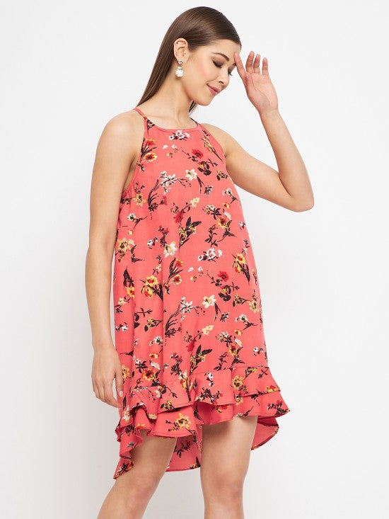Printed cross back trapeze dress