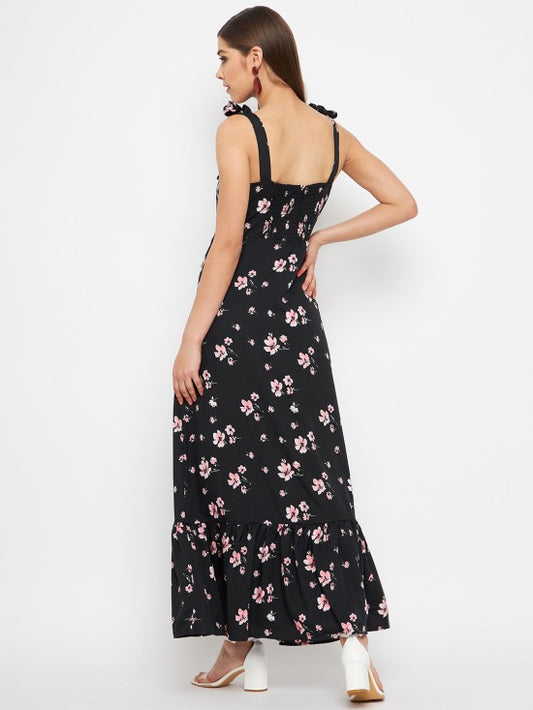Floral printed strappy maxi