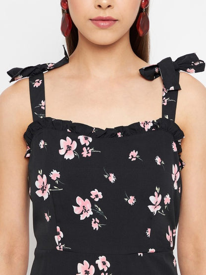 Floral printed strappy maxi