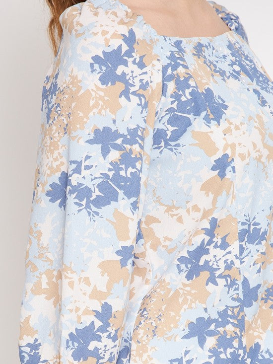 Abstract printed blouson Top