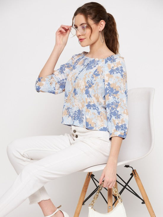 Abstract printed blouson Top