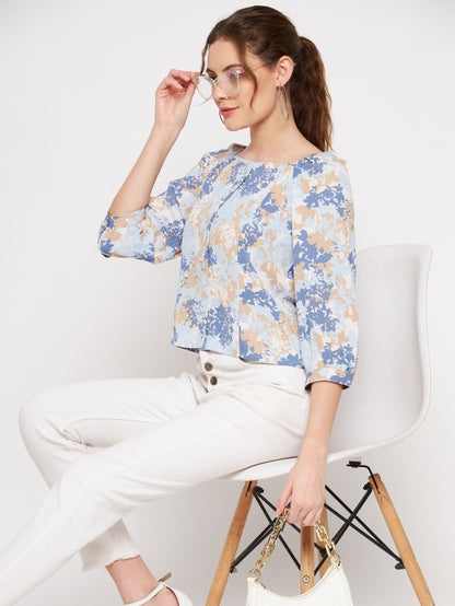 Abstract printed blouson Top