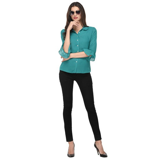 Frilled collar and cuff shirt
