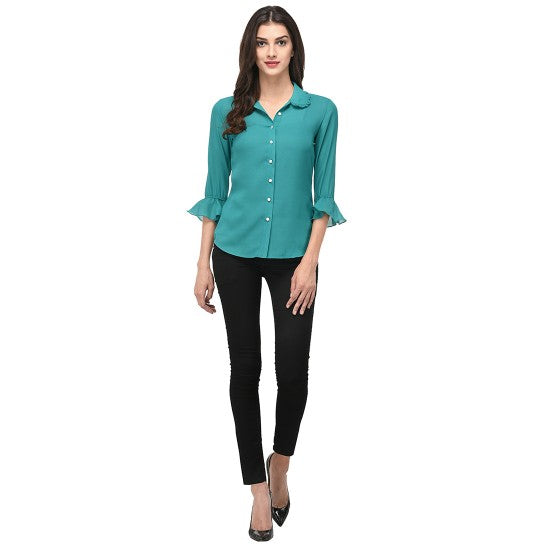 Frilled collar and cuff shirt