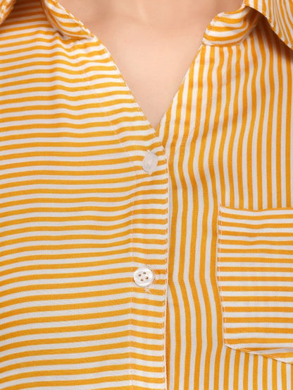 Placement Stripes Shirt with Pocket