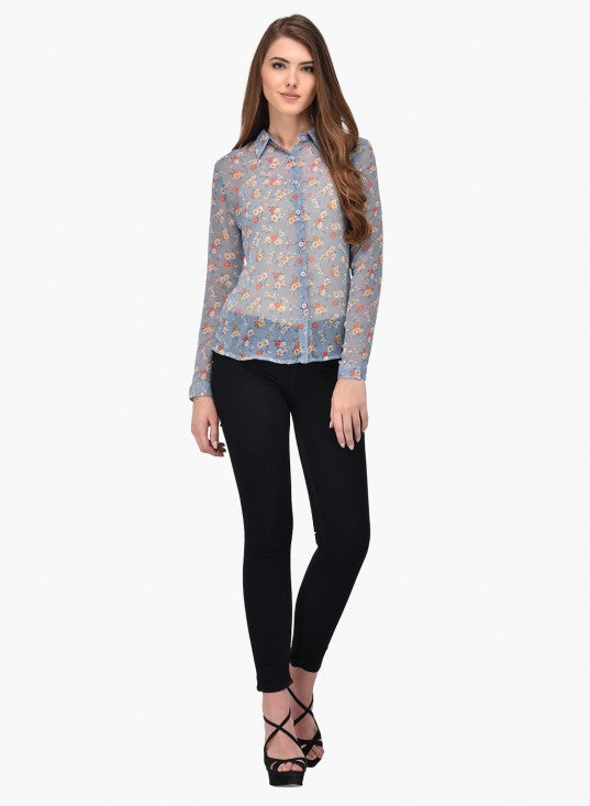 PURYS floral blue shirt