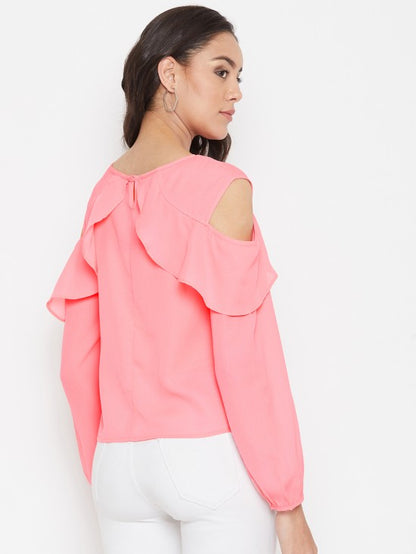 Solid Cold Shoulder Flap Top