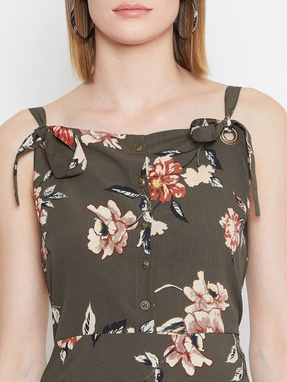 Floral printed riviera eyelet midi dress
