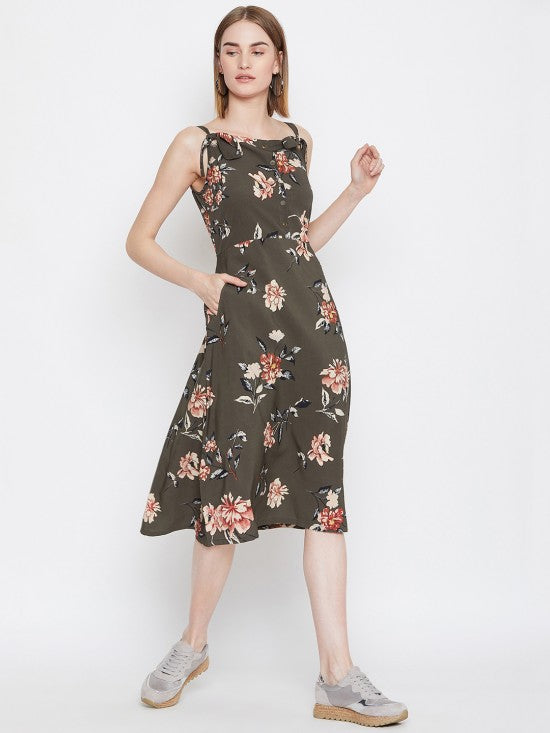Floral printed riviera eyelet midi dress