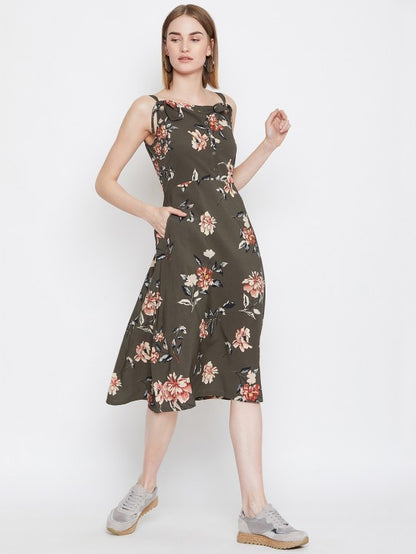 Floral printed riviera eyelet midi dress