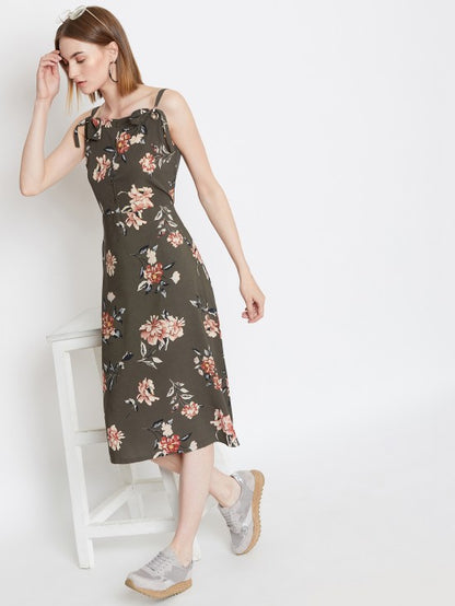 Floral printed riviera eyelet midi dress