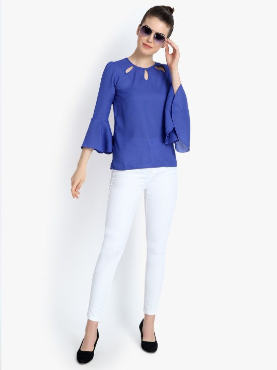 Keyhole Yoke Bell Sleeves Top