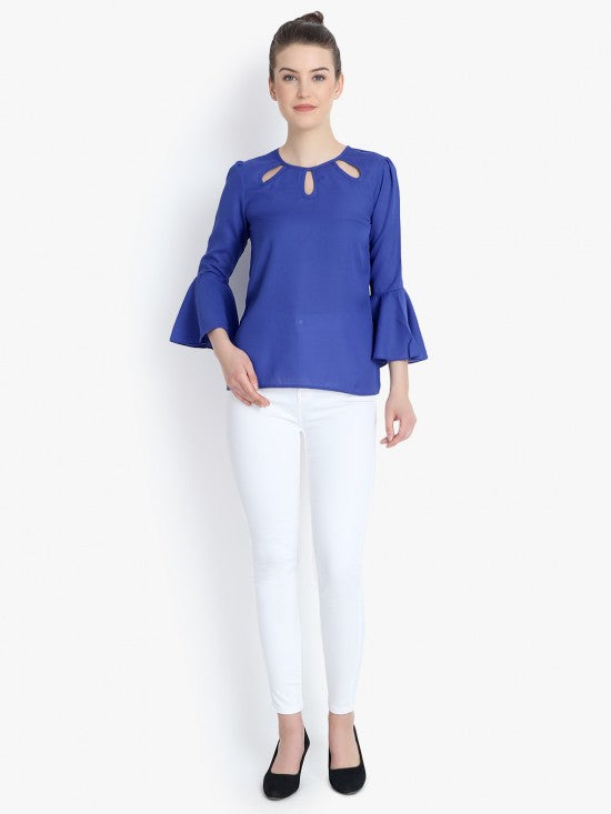 Keyhole Yoke Bell Sleeves Top