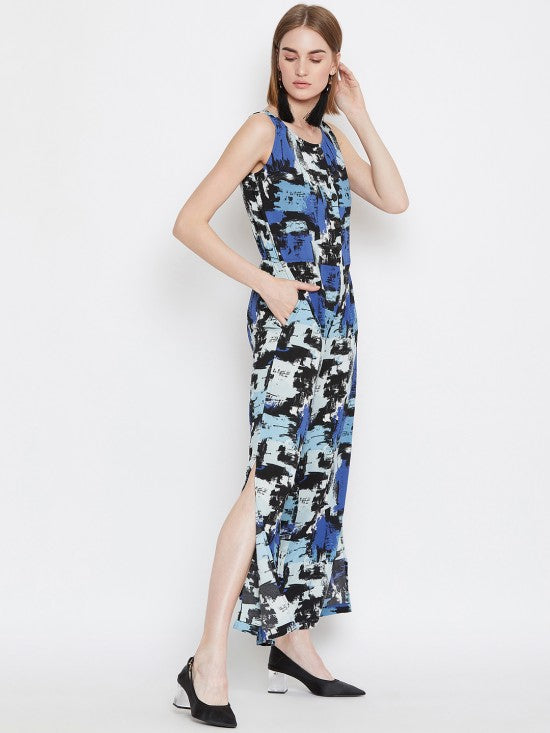 Abstract Printed Sleeveless Jumpsuit