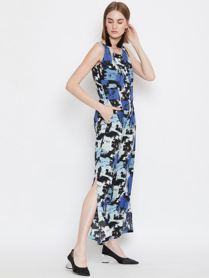 Abstract Printed Sleeveless Jumpsuit